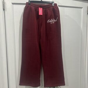 Edikted wide legged sweats (maroon)